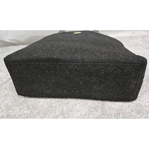 Tory Burch Ella Tote Felt Wool Leather Handbag Charcoal Gray Size Large - Picture 7 of 13